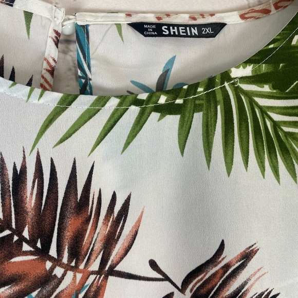 Shein Babydoll Peplum Palm Print Top size 2XL - Picture 8 of 8